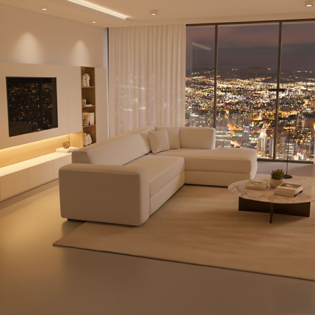 GENERICO - Muebles Moderno Verona en L Sala con Sofá esquinero Blanco