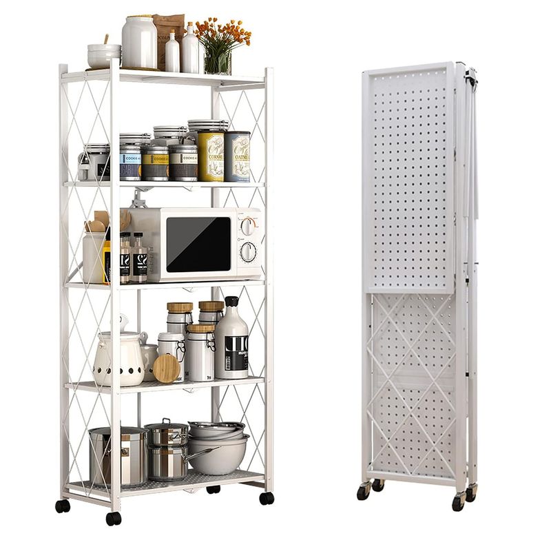 GENERAL - Estante Plegable Metálico Ruedas 150x65x34 Blanco MU-OR4