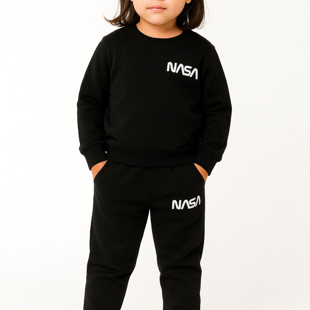 URBAN PLUS - conjunto sudadera niño y niña negro nasa