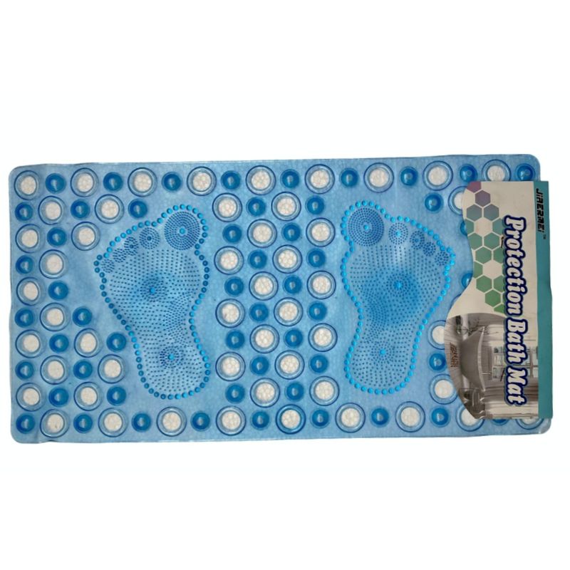 DISTRIONLINE - Tapete de Baño Antideslizante Con Diseño de Huellas Azul translúcido