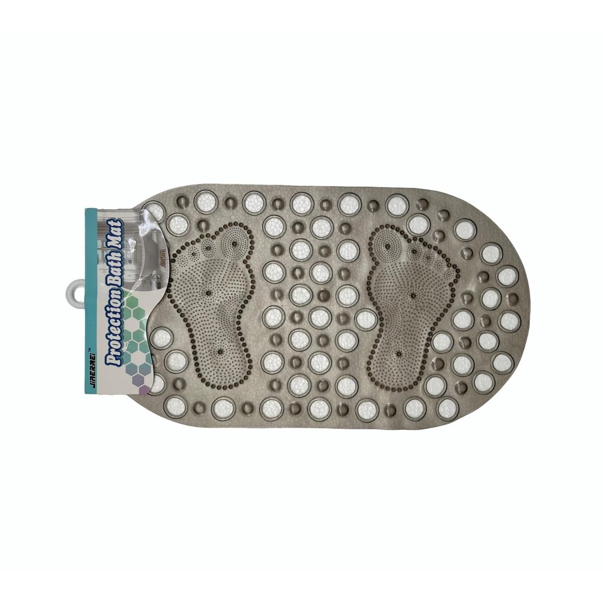 DISTRIONLINE - Tapete de Baño Antideslizante Con Diseño de Huellas Gris translúcido