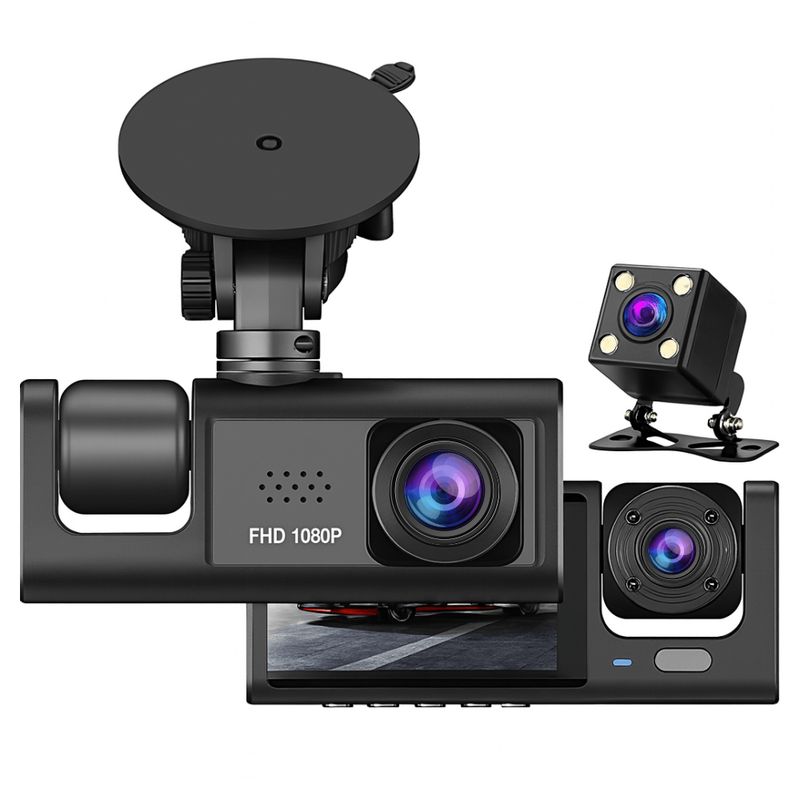GENERICO - Cámara Carro Dash Cam 1080p Hd 3 Lentes Camara Vehicular Dvr