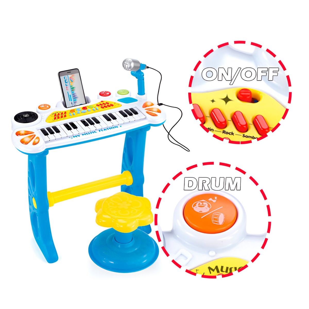 GENERICO - Piano Organeta Teclado Musical Mesa Interactivo + Tabure