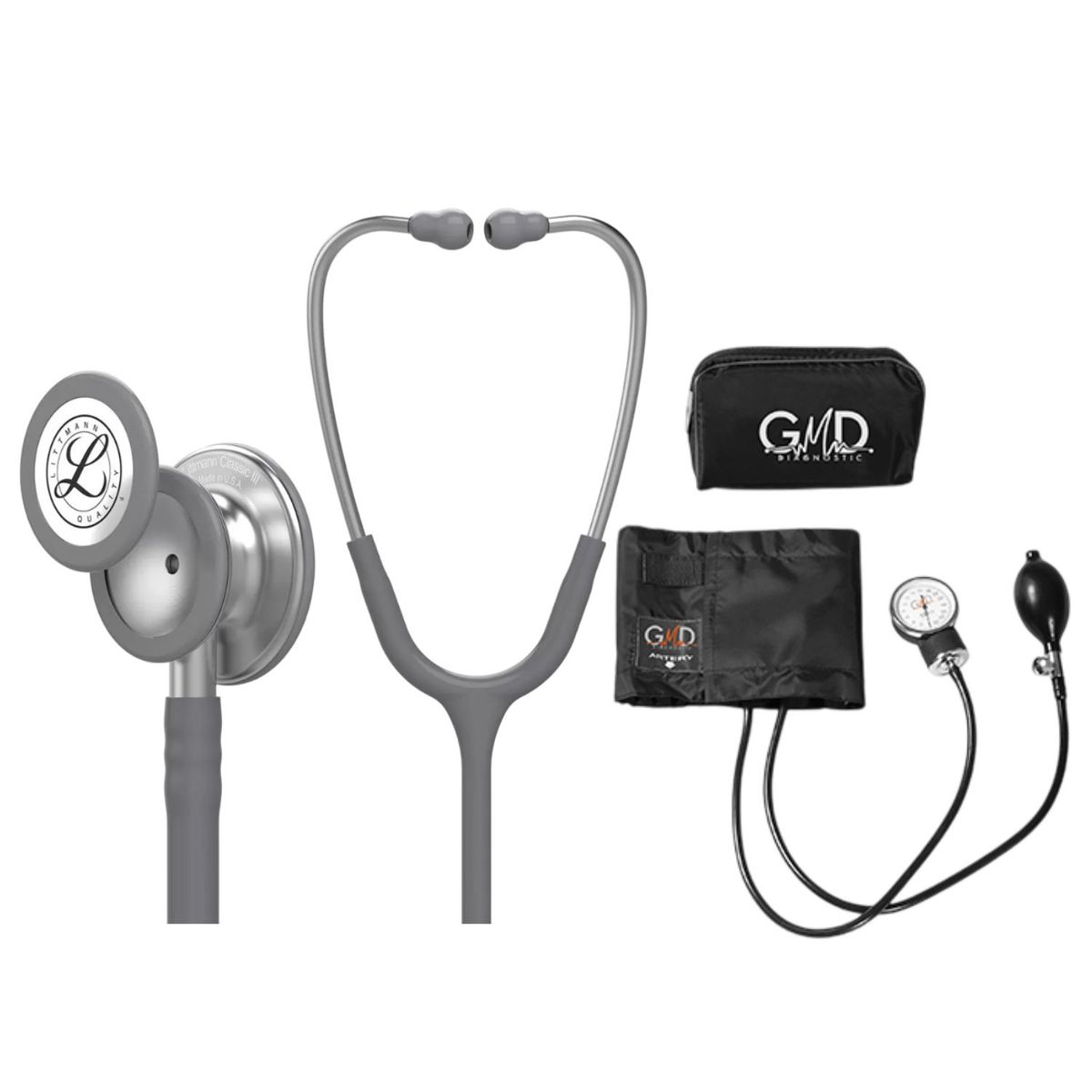 LITTMANN - Fonendoscopio Littmann Classic 3 Gris 5621 + Tensiometro Gmd + Regalo
