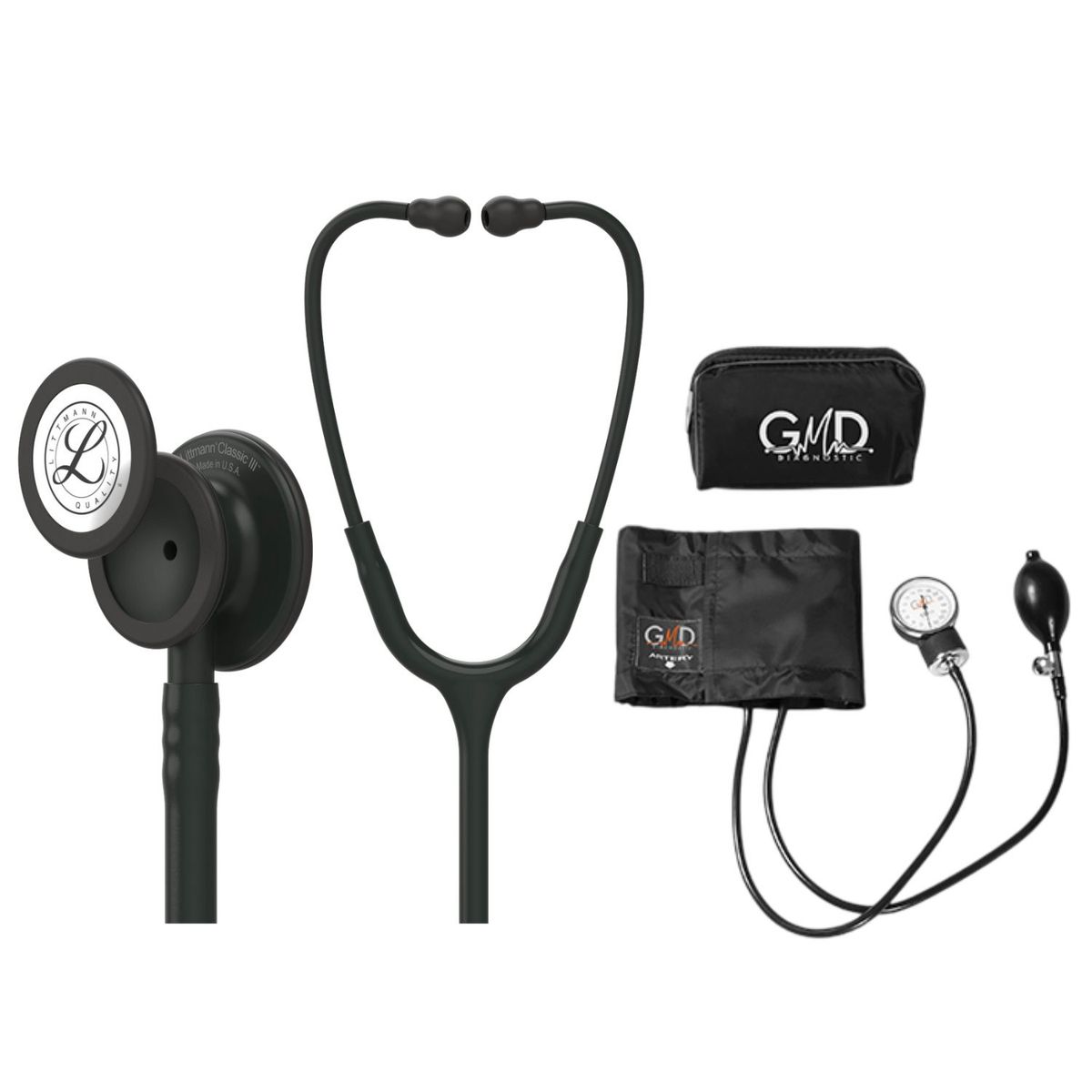 LITTMANN - Fonendoscopio Littmann Classic 3 Black Edition 5803 + Tensiometro Gmd + Regalo