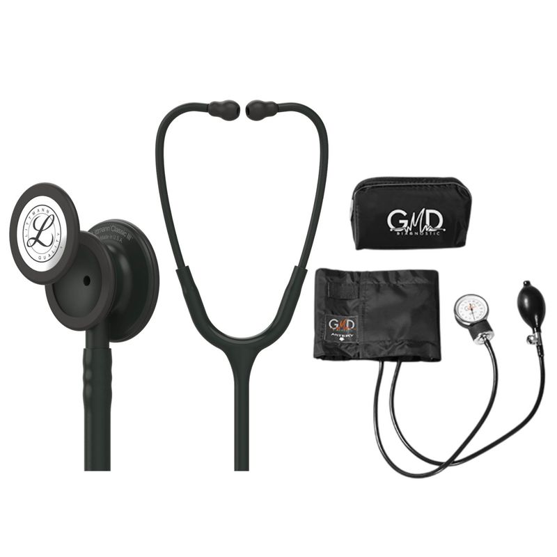 LITTMANN - Fonendoscopio Littmann Classic 3 Black Edition 5803 + Tensiometro Gmd + Regalo