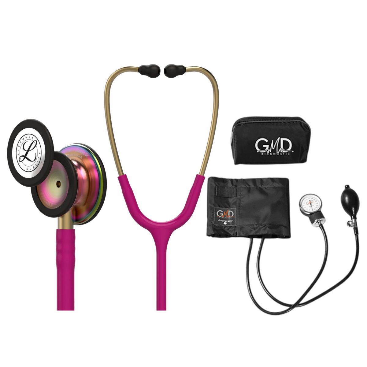 LITTMANN - Fonendoscopio Littmann Classic 3 Raspberry Rainbow 5806 + Tensiometro Gmd + Regalo