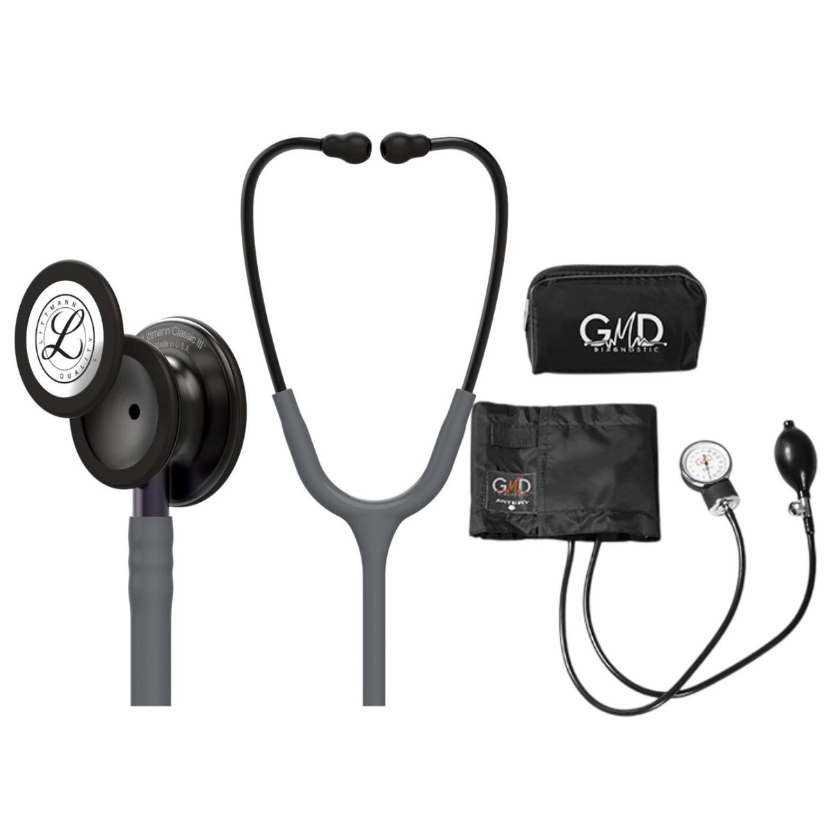 LITTMANN - Fonendoscopio Littmann Classic 3 Gris Smoke 5873 + Tensiometro Gmd + Regalo
