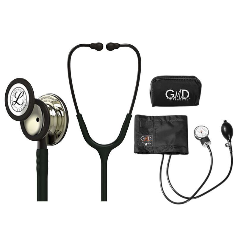 LITTMANN - Fonendoscopio Littmann Classic 3 Black Champaña 5861 + Tensiometro Gmd + Regalo