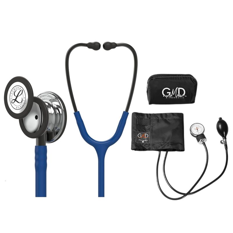 LITTMANN - Fonendoscopio Littmann Classic 3 Navy Mirror 5863 + Tensiometro Gmd + Regalo