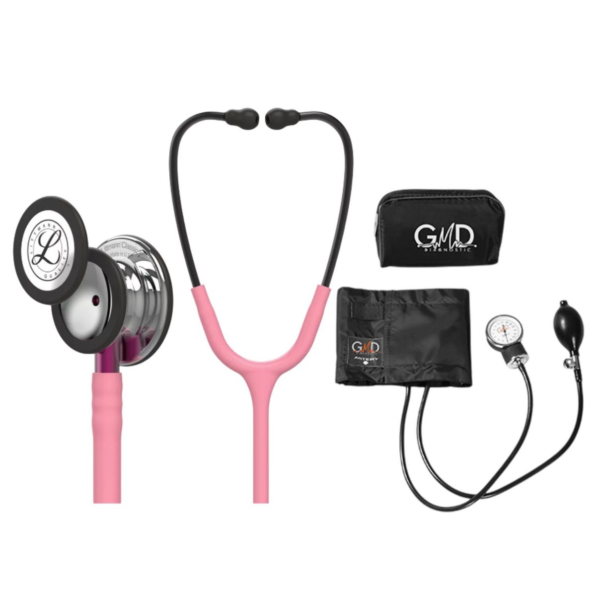 LITTMANN - Fonendoscopio Littmann Classic 3 Pearl Pink Mirror 5962 + Tensiometro Gmd + Regalo