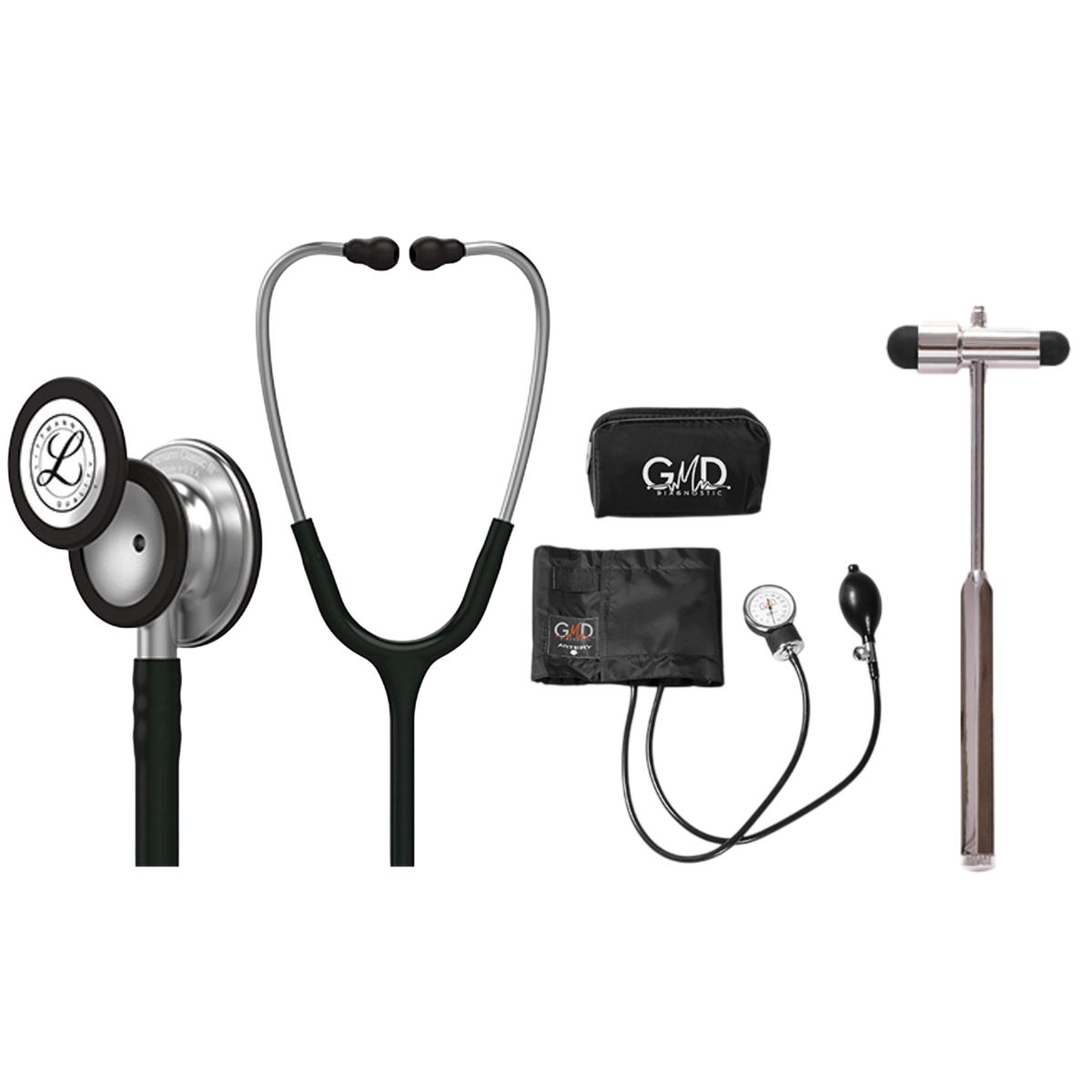 LITTMANN - Fonendoscopio Littmann Classic 3 Black 5620 + Tensiometro + Martillo