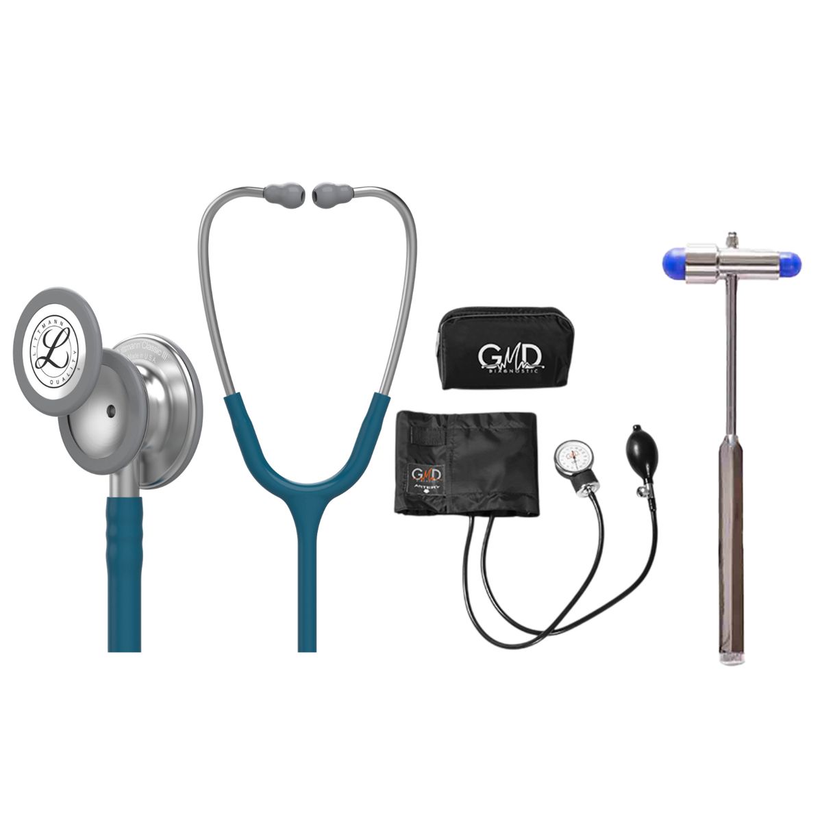 LITTMANN - Fonendoscopio Littmann Classic 3 Caribbean 5623 + Tensiometro + Martillo