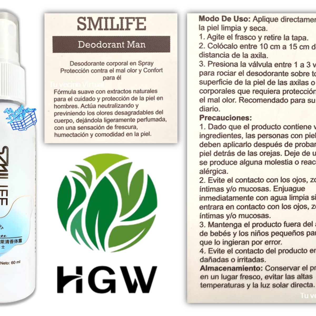 HEALTHY AMERICA - Desodorante Natural Para Hombre Hgw Smilife + Protector Hgw