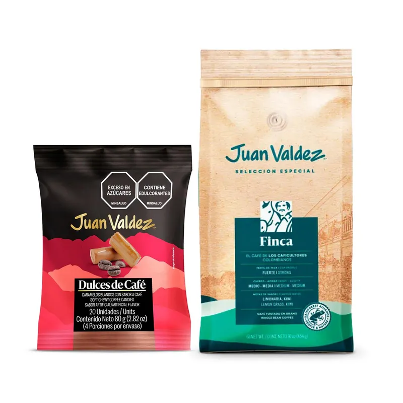 JUAN VALDEZ - Pack Juan Valdez Café Finca 454g + Caramelos Masticables X20