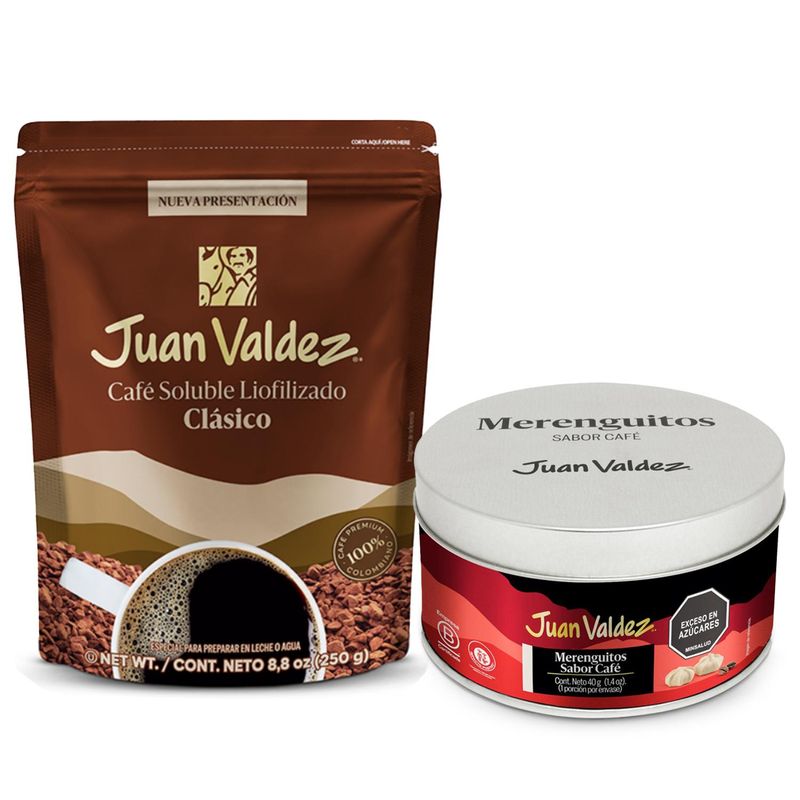 JUAN VALDEZ - Pack Juan Valdez Café Liofilizado Clásico 250gr + Merengues