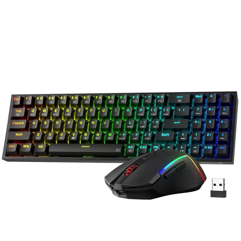 REDRAGON - KIT GAMER REDRAGON S136 TECLADO MECANICO 75% + MOUSE 7200 DPI RGB BT