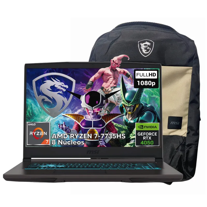 MSI - PORTÁTIL GAMER MSI THIN A15 AMD RYZEN 7-7735HS RTX 4050 16GB RAM 512GB SSD 15.6" FHD + BOLSO OBSEQUIO