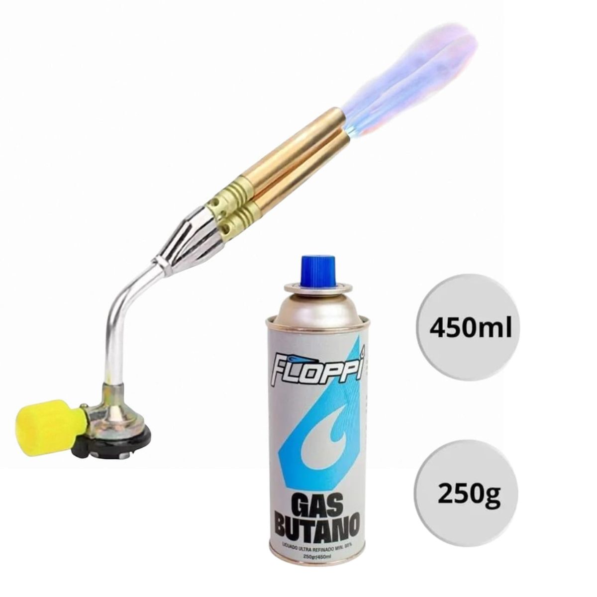 GENERICO - Antorcha Triple Salida FLOPPI Industrial FL-SP02 + 1 Gas Butano 450ml