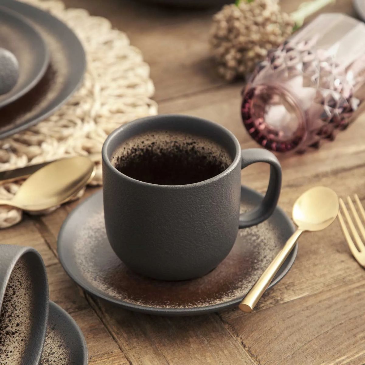 AMBIENTE GOURMET - Pocillo y plato pietra 350 ml setx4