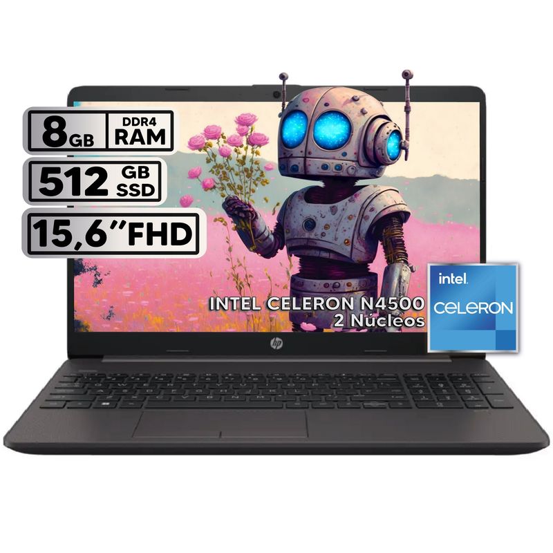 HP - PORTATIL HP 250 G9 INTEL CELERON N4500 8GB RAM 512GB SSD PANTALLA 15.6" LED HD