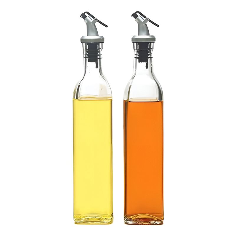 GENERICO - Set x2 Botella Dispensadora De Vidrio Aceite Vinagre Con Tapón