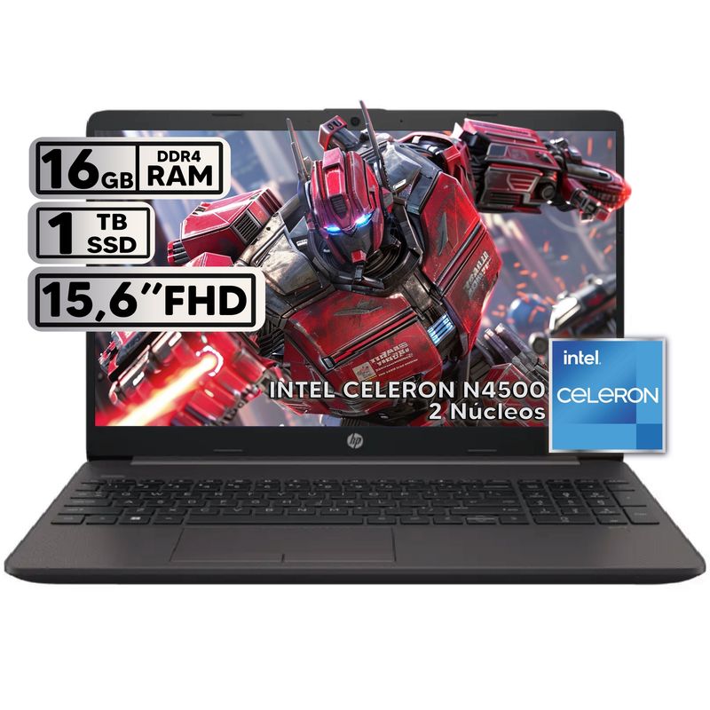 HP - PORTATIL HP 250 G9 INTEL CELERON N4500 16GB RAM 1TB SSD PANTALLA 15.6" LED HD