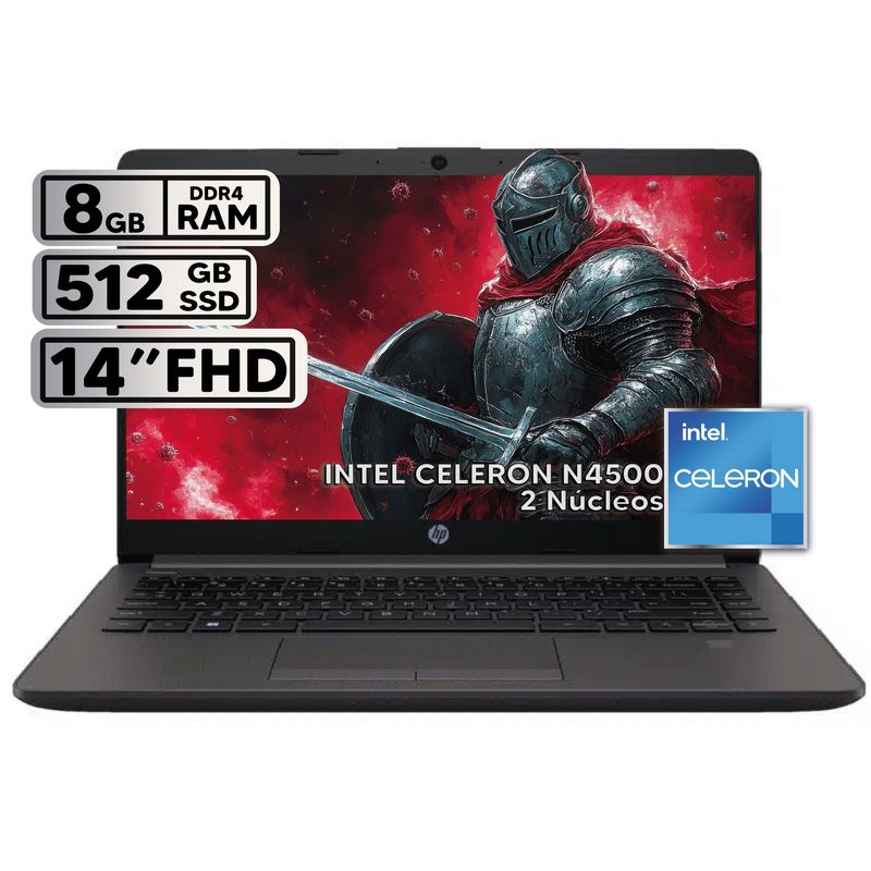 HP - PORTATIL HP 240 G9 INTEL CELERON N4500 8GB RAM 512GB SSD PANTALLA 14" LED HD
