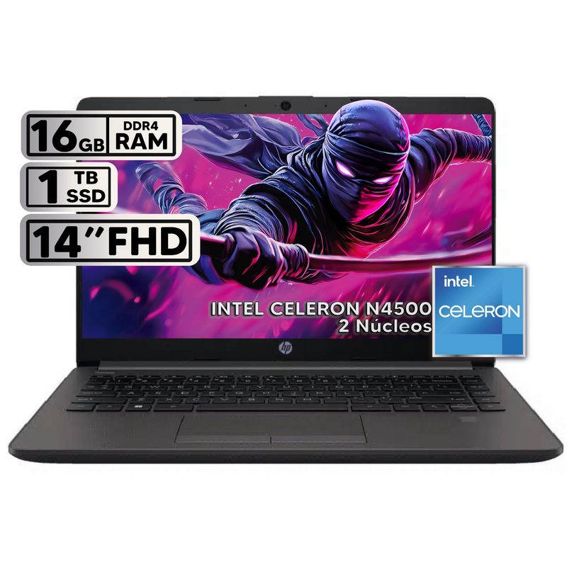 HP - PORTATIL HP 240 G9 INTEL CELERON N4500 16GB RAM 1TB SSD PANTALLA 14" LED HD