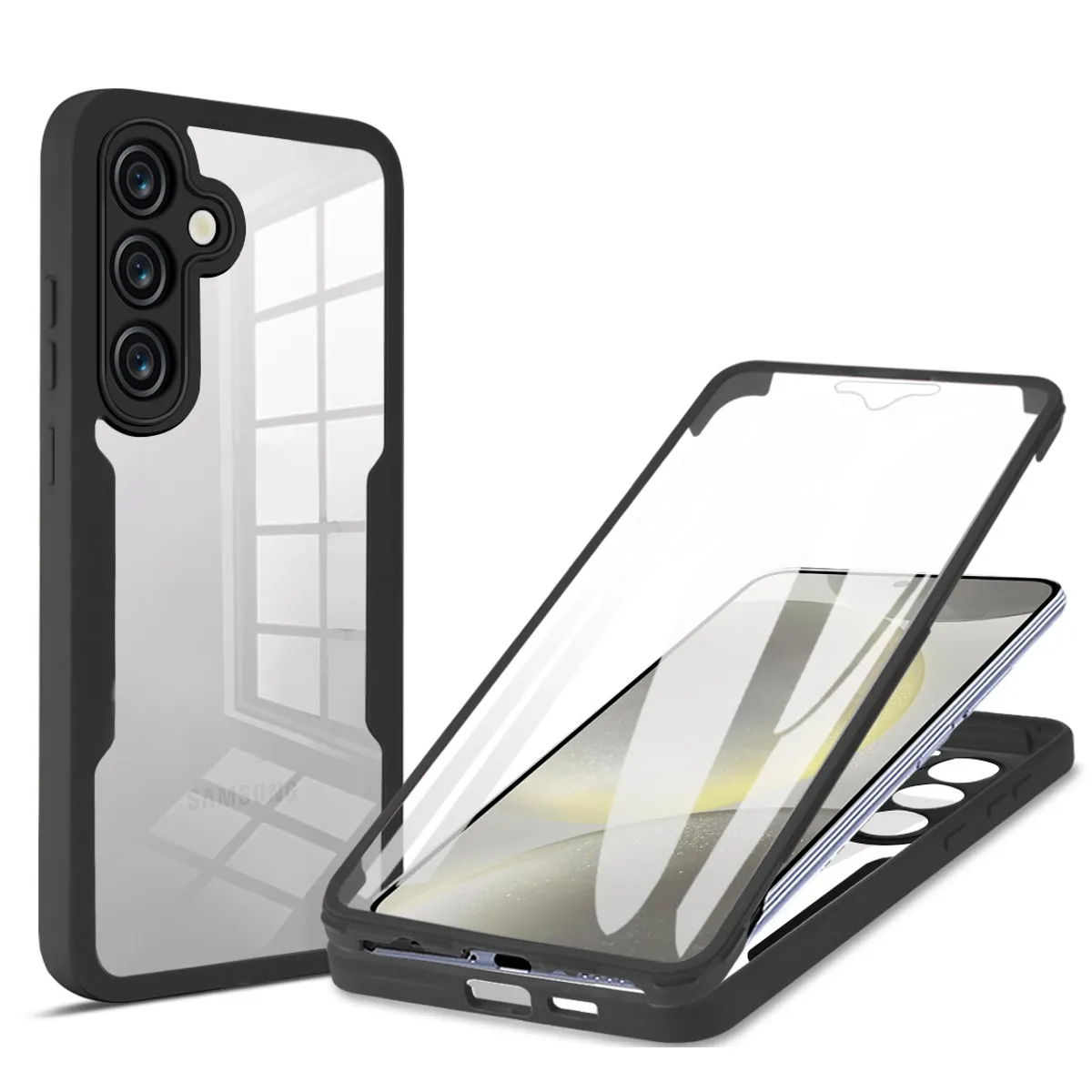GENERICO - Estuche Protector Case Funda 2 En 1 Full 360 Para Samsung S25 FE Negro