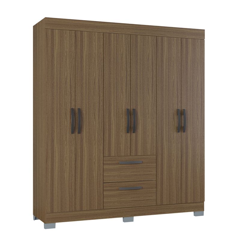 ZER - Armario Closet 6 Puertas Toquio 164 x188 x47 CM Castaño Oscuro
