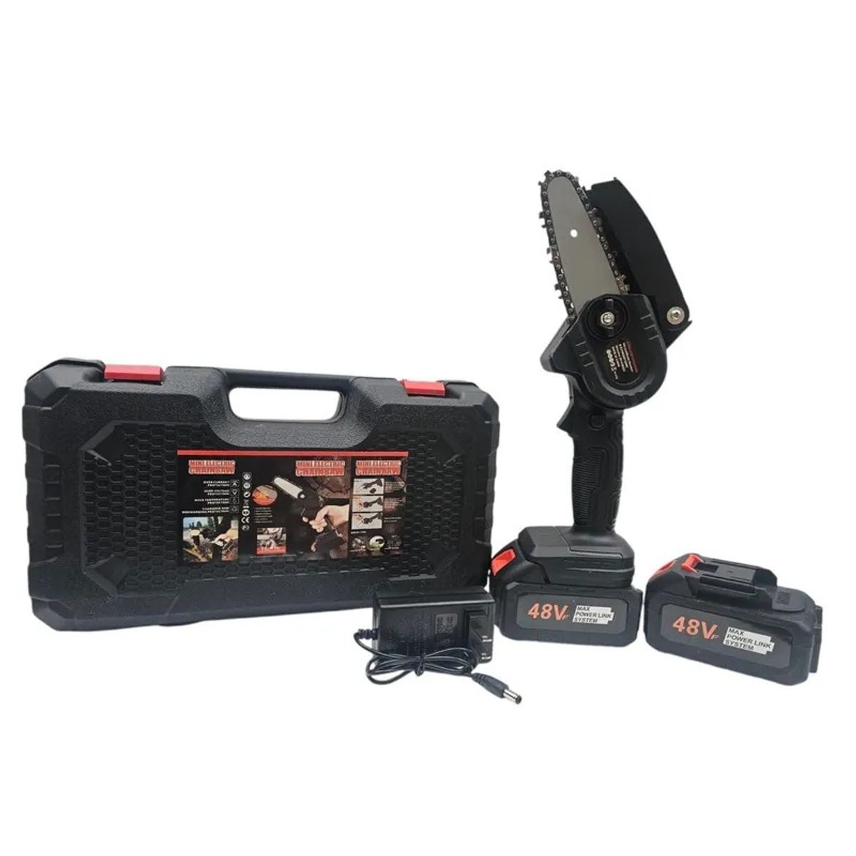 GENERICO - Mini MotoSierra Electrica 2 Baterias Recargable 48V