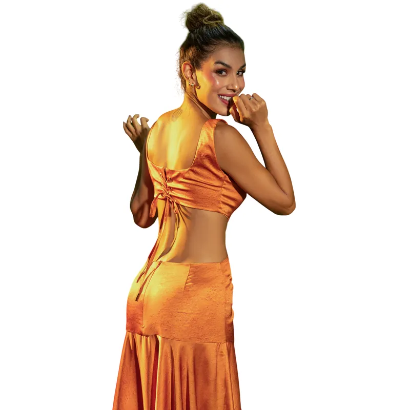 MARAMAR - VESTIDO LARGO NARANJA