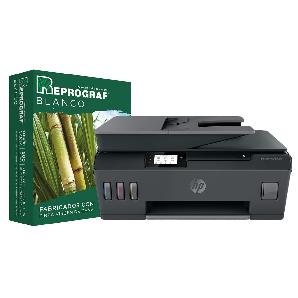 HP - Impresora Multifuncional HP Smart Tank 530 + Resma de Papel