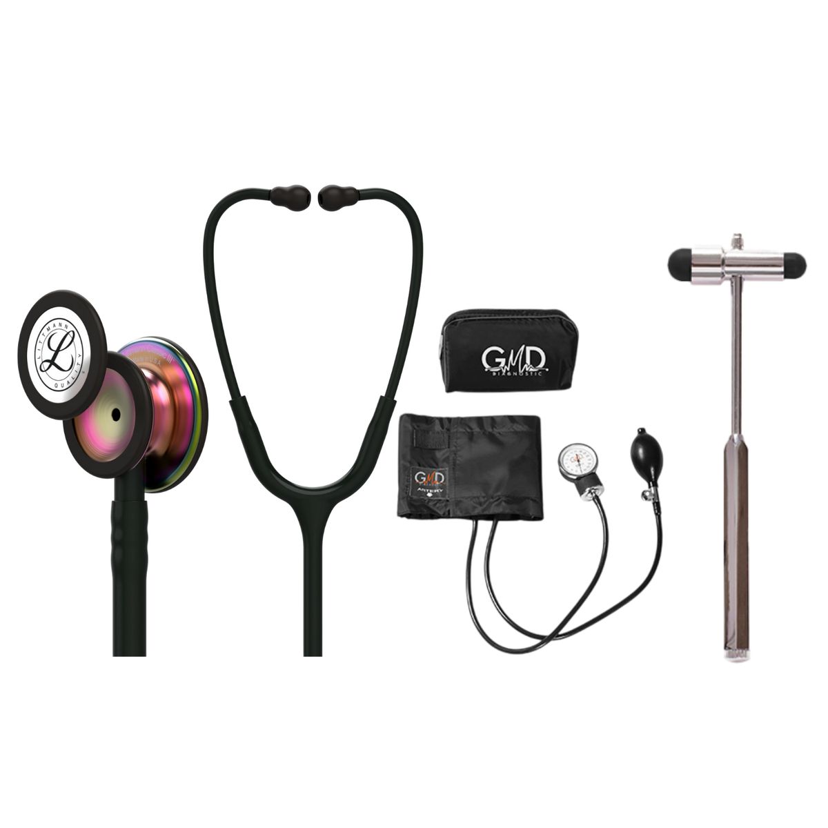 LITTMANN - Fonendoscopio Littmann Classic 3 Black Rainbow 5870 + Tensiometro Gmd + Regalo