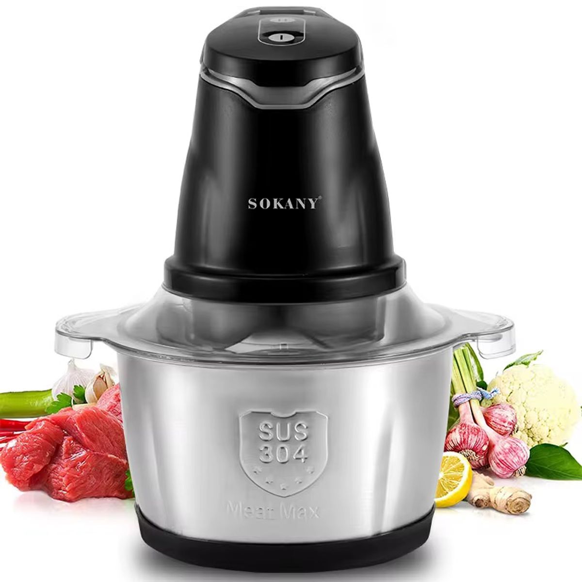 GENERICO - Picador Eléctrico Sokany 2L Acero Inoxidable Alta Potencia