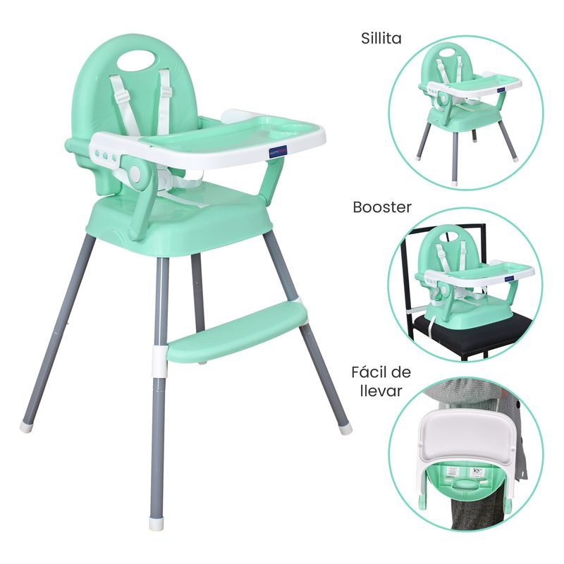 HAPPY BABY - Silla comedor bebe 3en1 Happy Baby CP7000 Verde