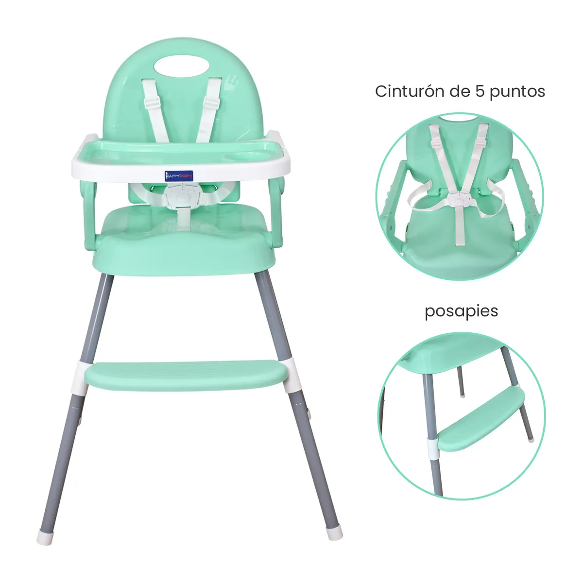 HAPPY BABY - Silla comedor bebe 3en1 Happy Baby CP7000 Verde