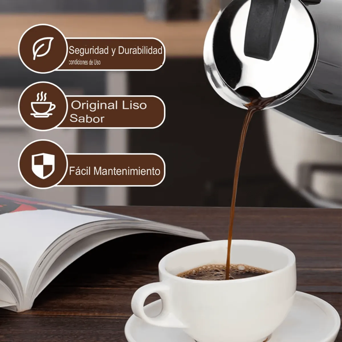 COLME TECHNOLOGY HOME - Cafetera Prensa Italiana Café Espresso Acero Quirurgico 6tz