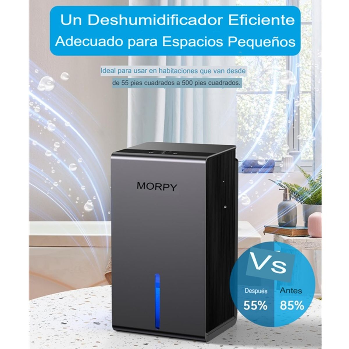 GENERICO - Deshumidificador Morfy Tanque De 1.8L Luz Led De 7 Colores