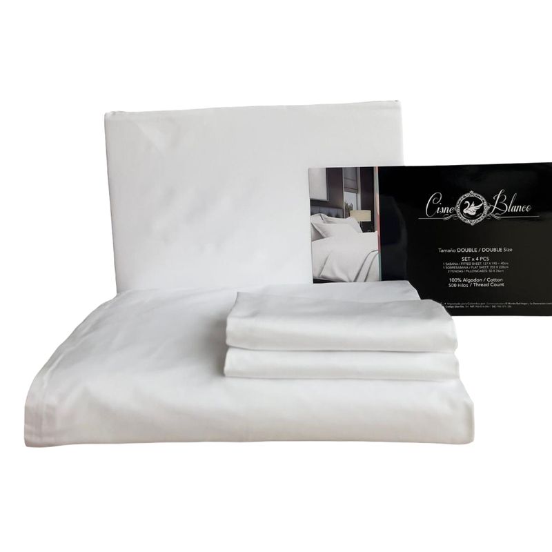 CISNE BLANCO - Juego De Sabanas Cama Doble Cisne Blanco 100% Algodón