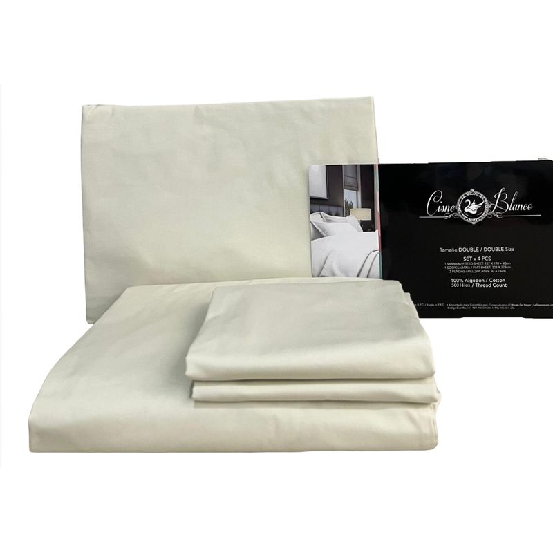 CISNE BLANCO - Juego De Sabanas Cama Doble Cisne Blanco 100% Algodón