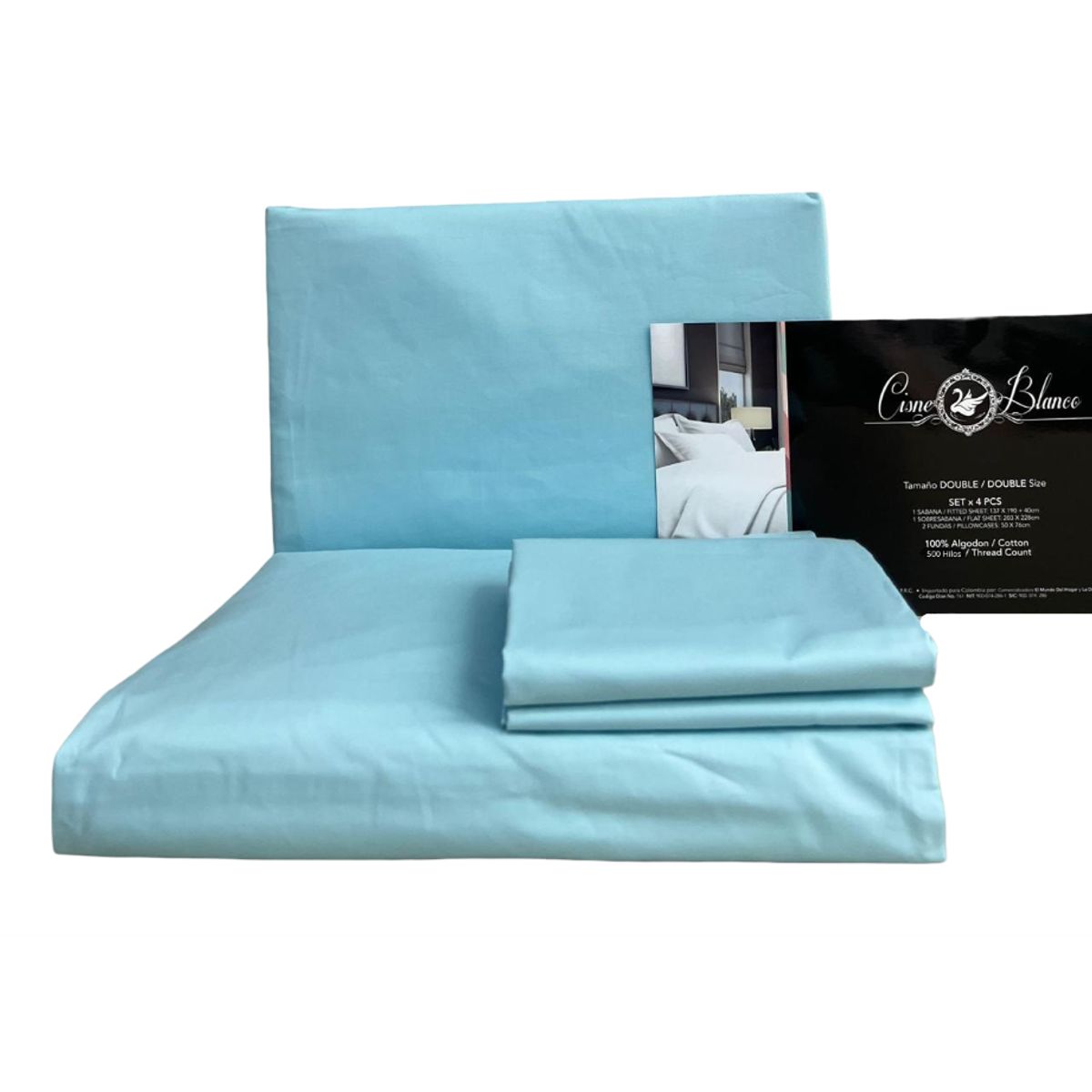 CISNE BLANCO - Juego De Sabanas Cama Doble Cisne Blanco 100% Algodón