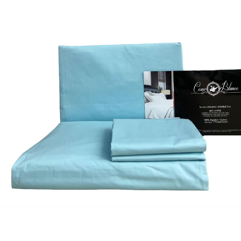 CISNE BLANCO - Juego De Sabanas Cama Doble Cisne Blanco 100% Algodón