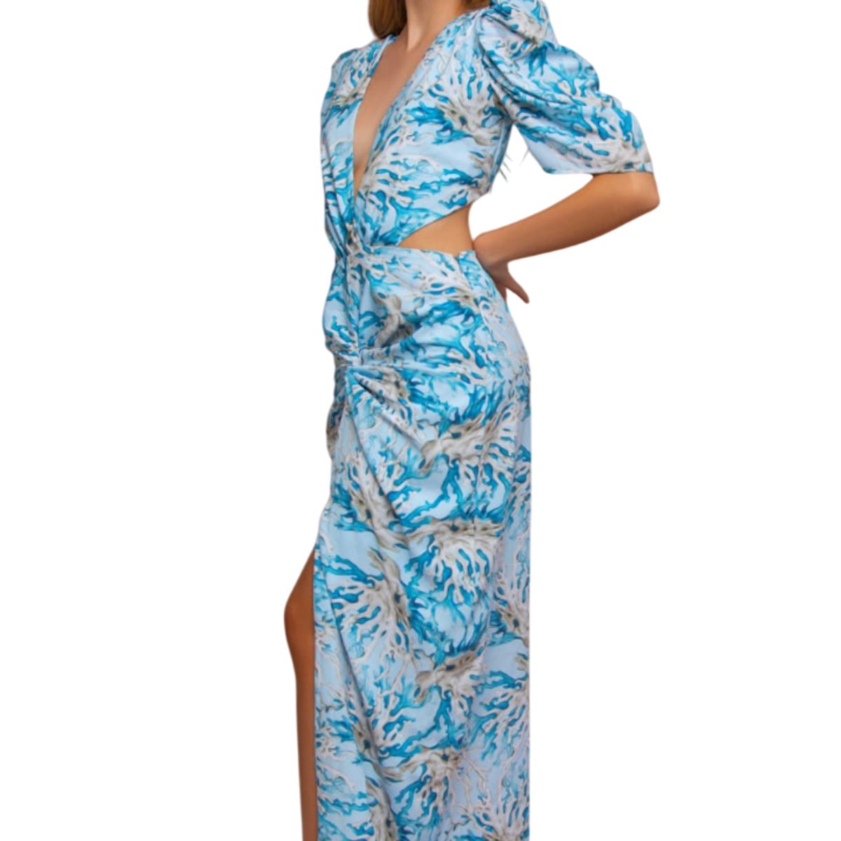 MARAMAR - VESTIDO AZUL LARGO CON ABERTURA