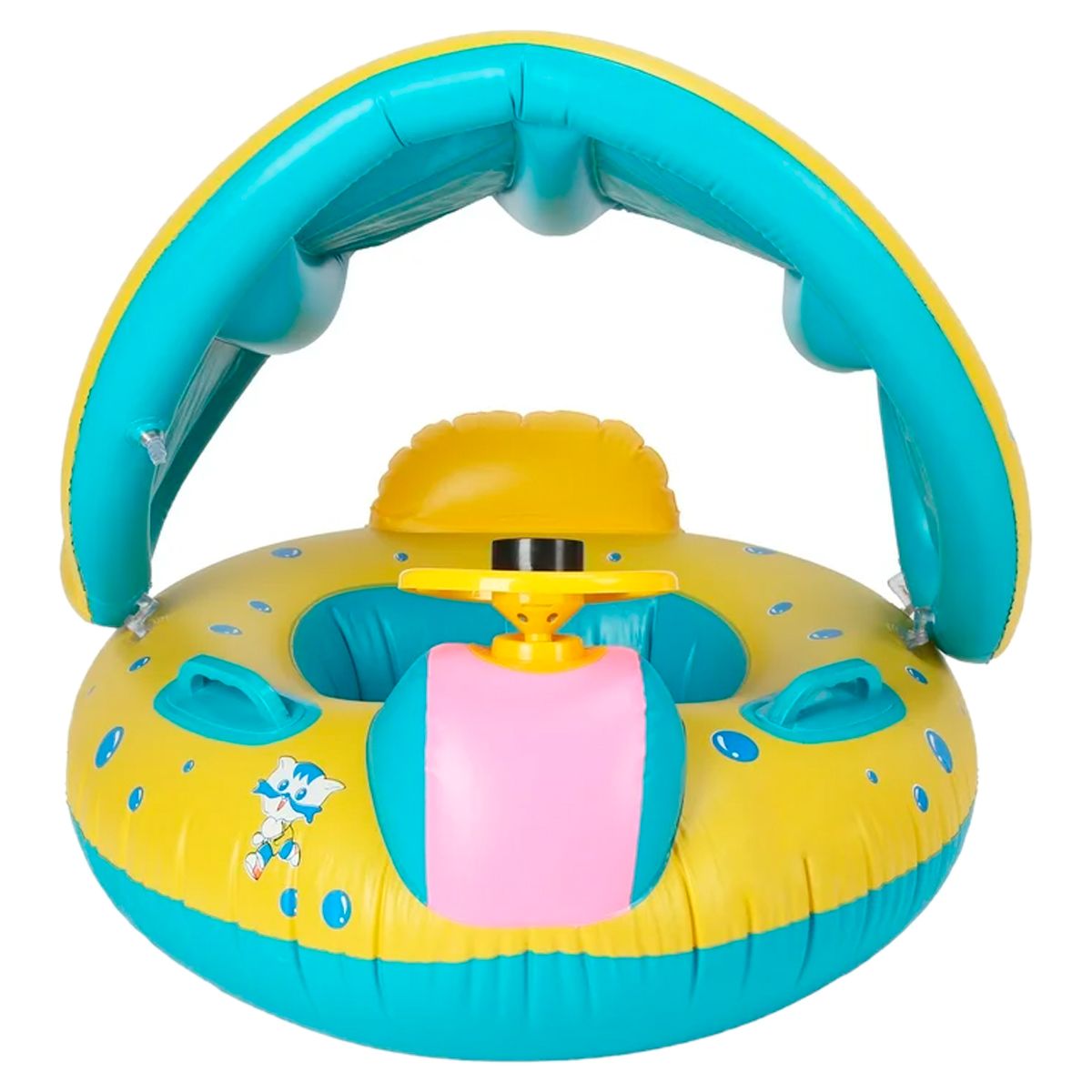 GENERICO - Flotador Bebés Bote Techo Sombrilla Toldo Protección Piscina Amarillo Timon