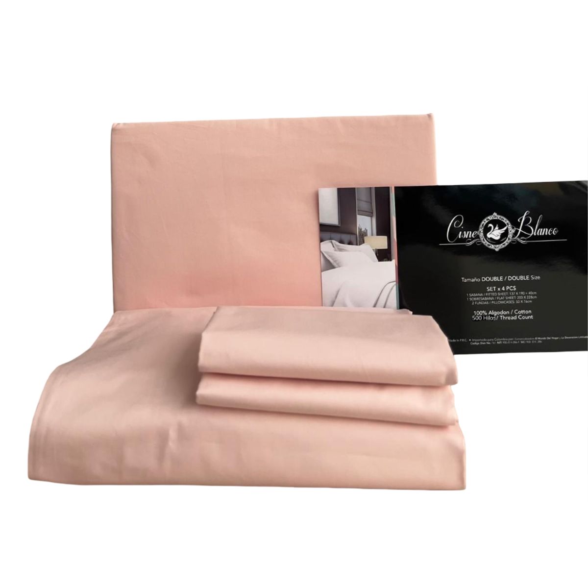 CISNE BLANCO - Juego De Sabanas Cama Queen Cisne Blanco 100% Algodón