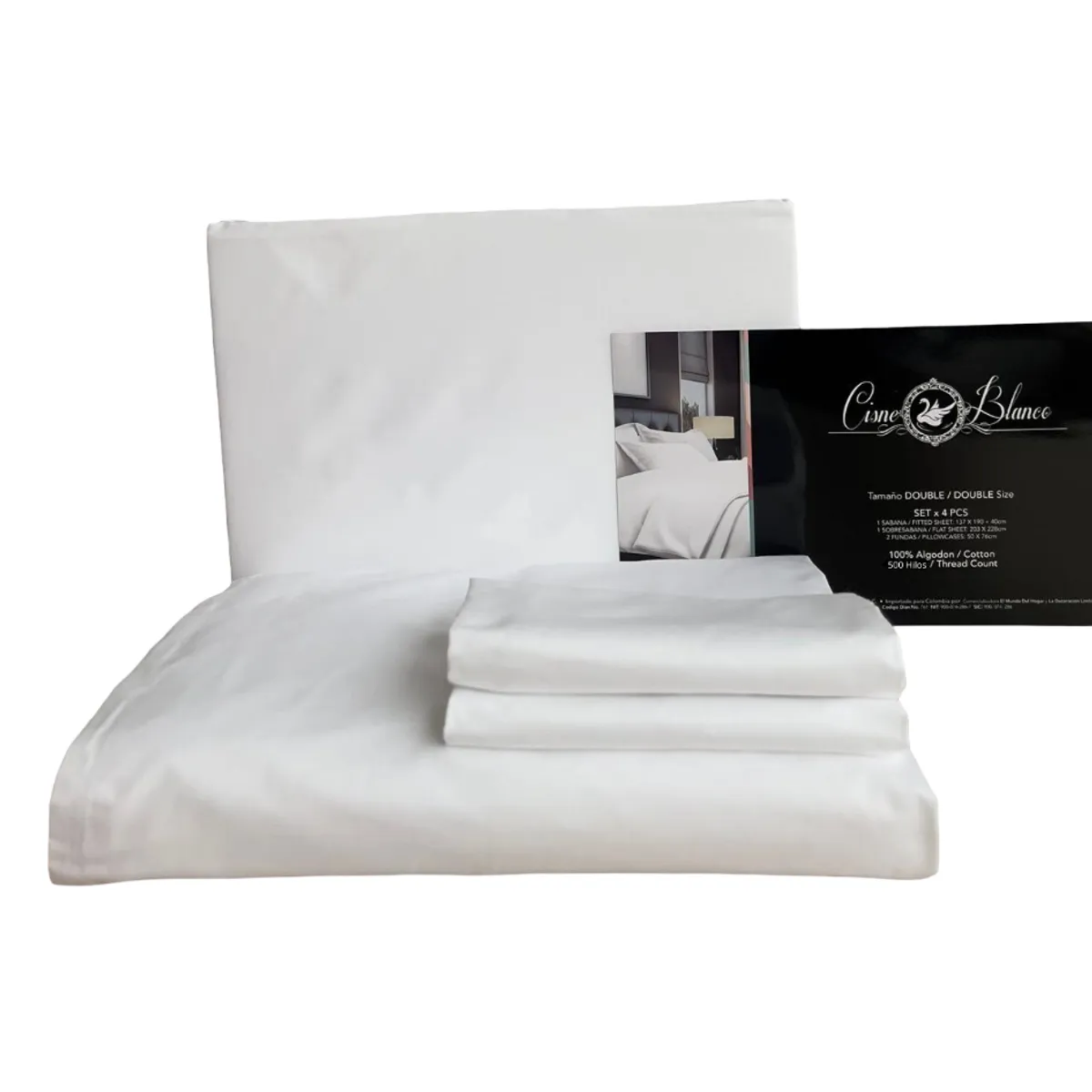 CISNE BLANCO - Juego De Sabanas Cama King Cisne Blanco 100% Algodón