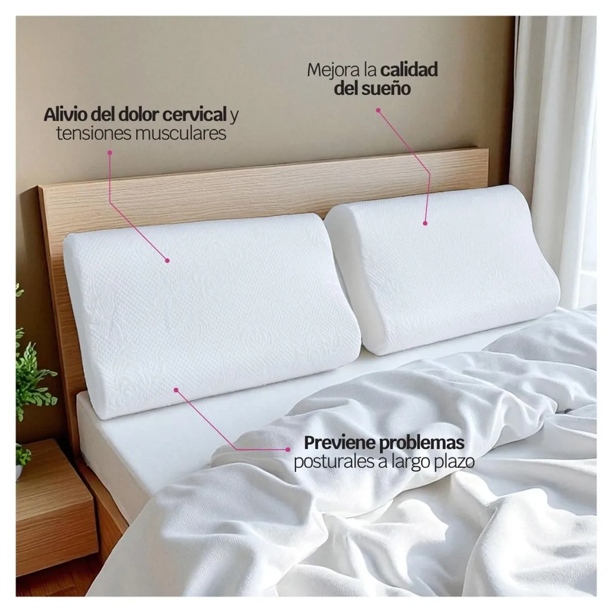 HOGARETO - Almohada Ortopédica Cervical Memory Foam Set x 2