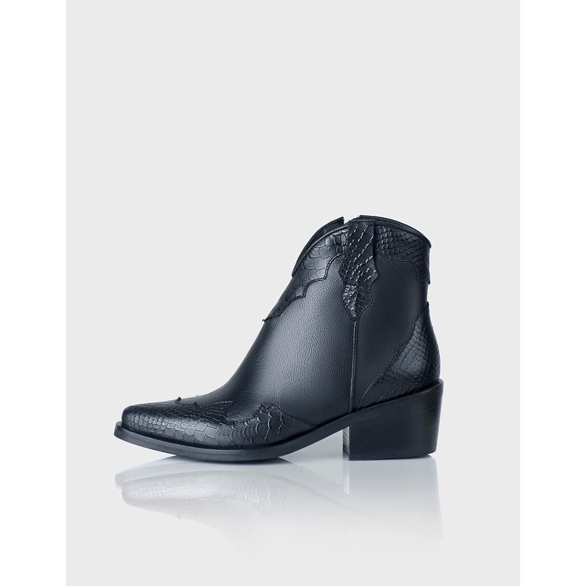 STIVALI - Botin Texano San Antonio Cuero Negro